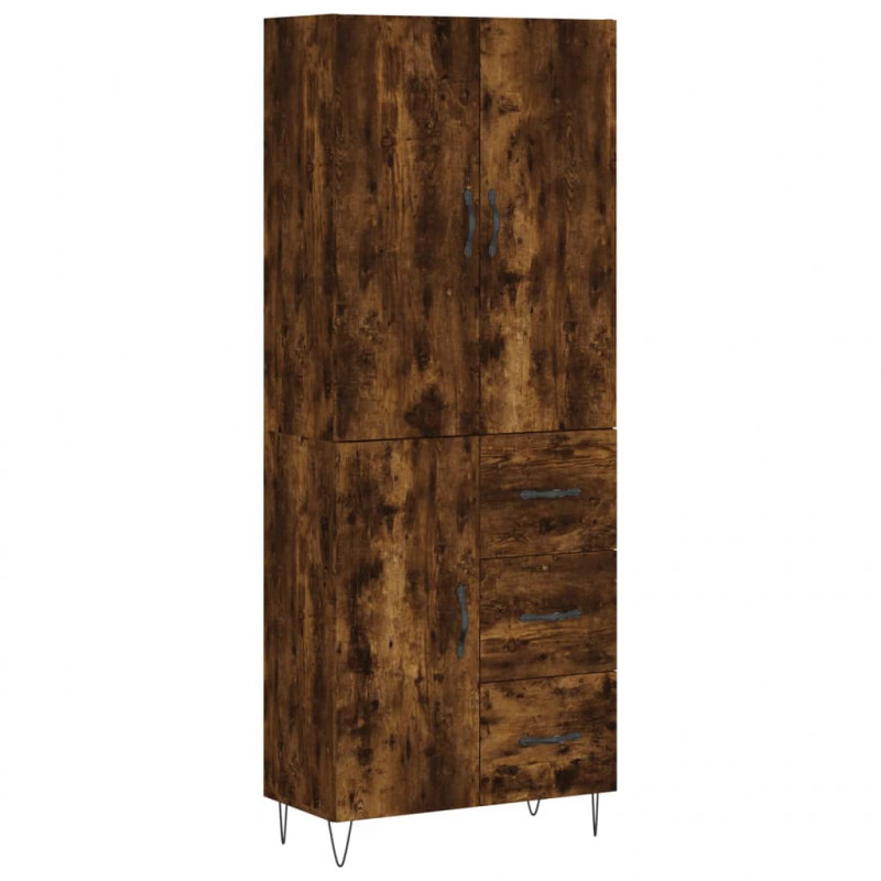 Witrynka przydymiony dąb 69,5x34x180 cm materiał drewnopochodny