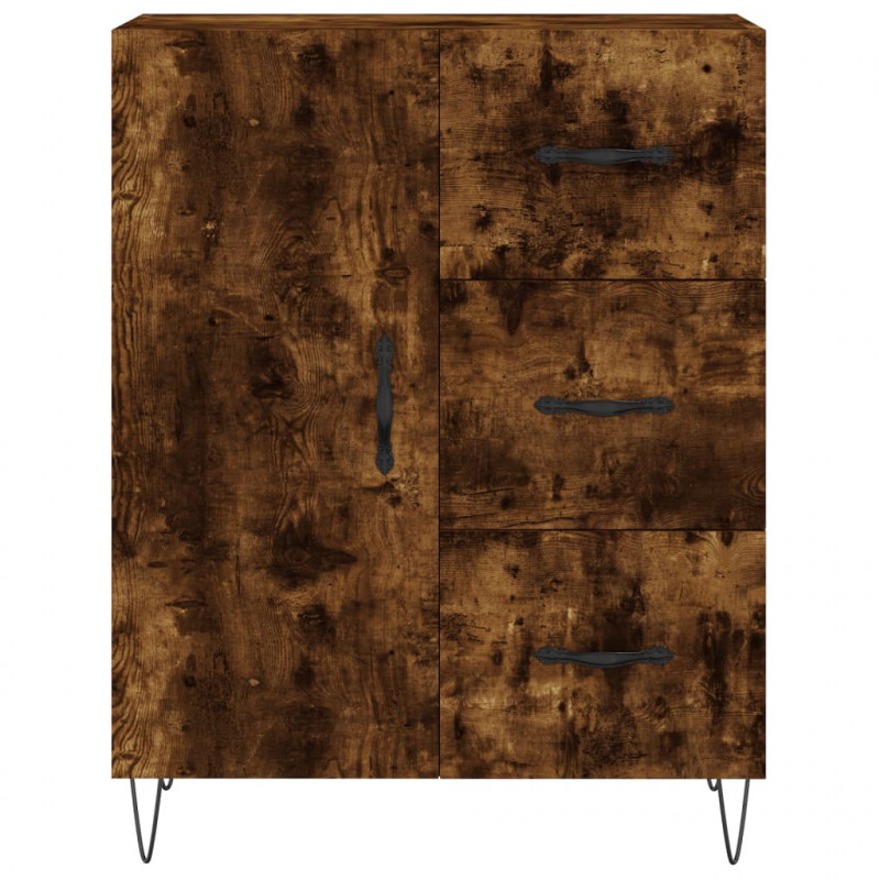 Witrynka przydymiony dąb 69,5x34x180 cm materiał drewnopochodny