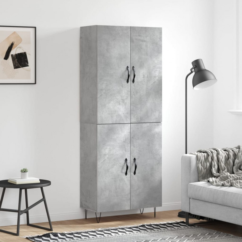 Witrynka, szarość betonu 69,5x34x180 cm materiał drewnopochodny