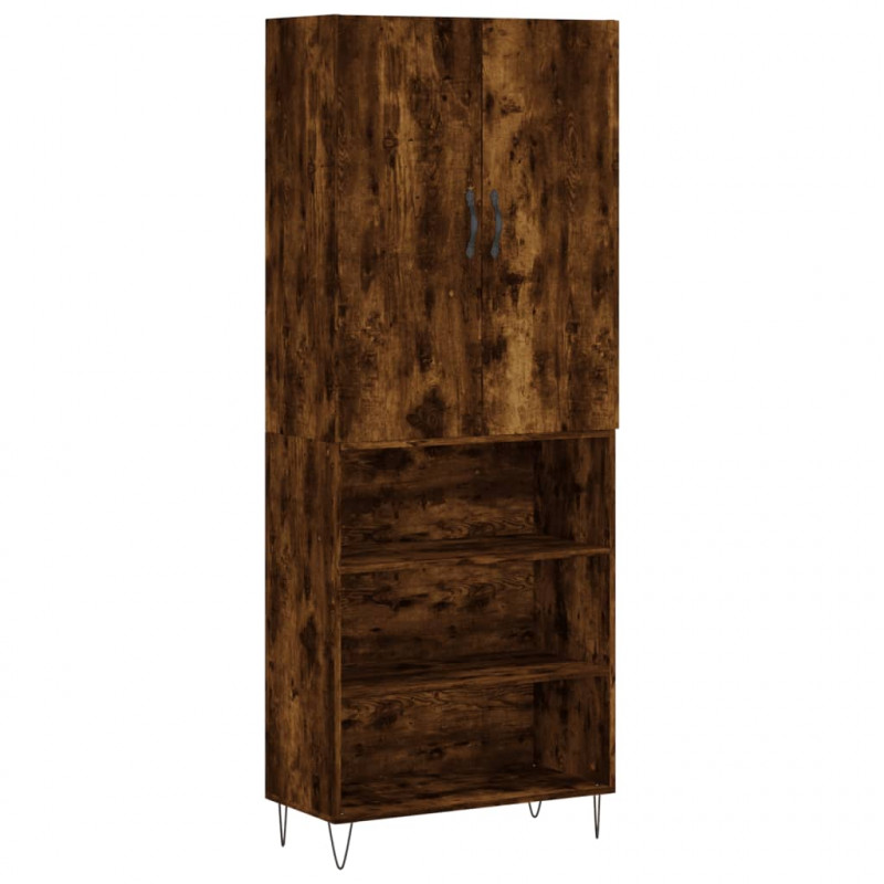 Witrynka przydymiony dąb 69,5x34x180 cm materiał drewnopochodny