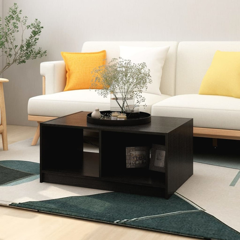 Stolik kawowy, czarny, 75x50x33,5 cm, lite drewno sosnowe