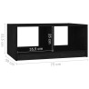 Stolik kawowy, czarny, 75x50x33,5 cm, lite drewno sosnowe