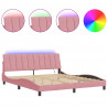 Rama łóżka z LED, różowa, 180x200 cm, aksamitna