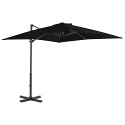Parasol wiszący z aluminiowym słupkiem, 250x250 cm, czarny