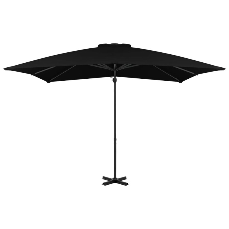Parasol wiszący z aluminiowym słupkiem, 250x250 cm, czarny