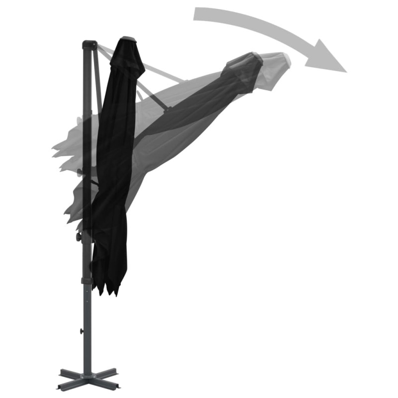 Parasol wiszący z aluminiowym słupkiem, 250x250 cm, czarny
