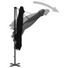 Parasol wiszący z aluminiowym słupkiem, 250x250 cm, czarny