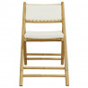 Składane krzesła bistro, 2 szt., z kremowymi poduszkami, bambus