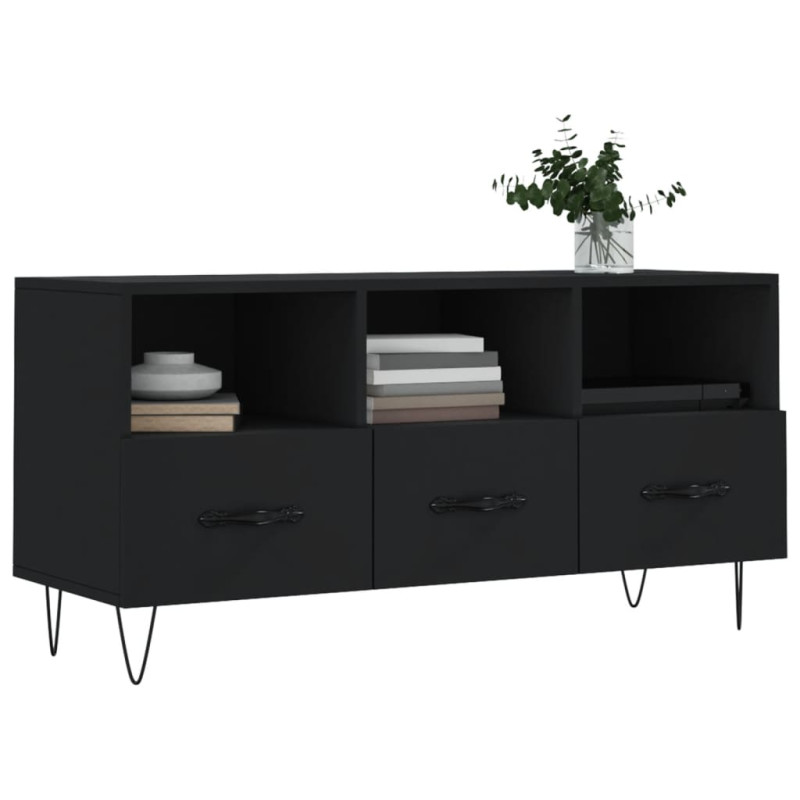 Szafka pod TV, czarna, 102x36x50 cm, materiał drewnopochodny