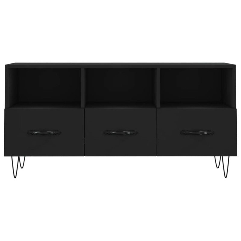 Szafka pod TV, czarna, 102x36x50 cm, materiał drewnopochodny