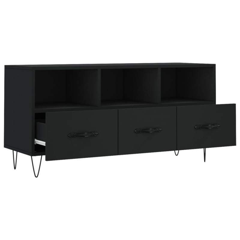 Szafka pod TV, czarna, 102x36x50 cm, materiał drewnopochodny