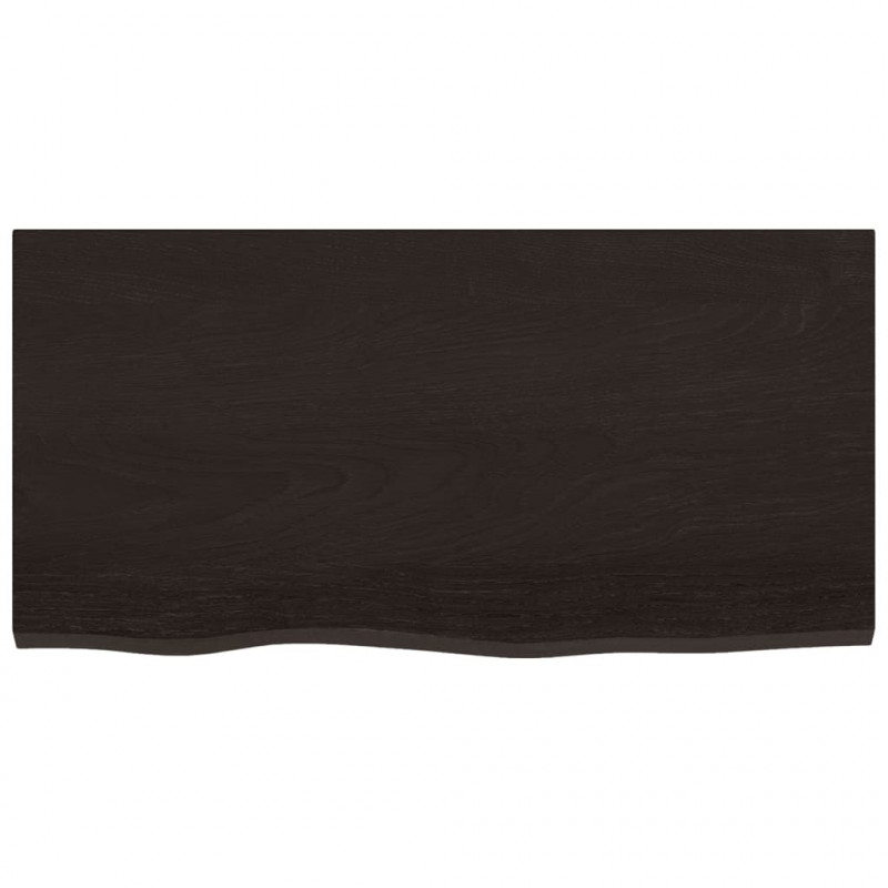 Blat stołu, ciemnobrązowy, 80x40x(2-4) cm, lite drewno dębowe