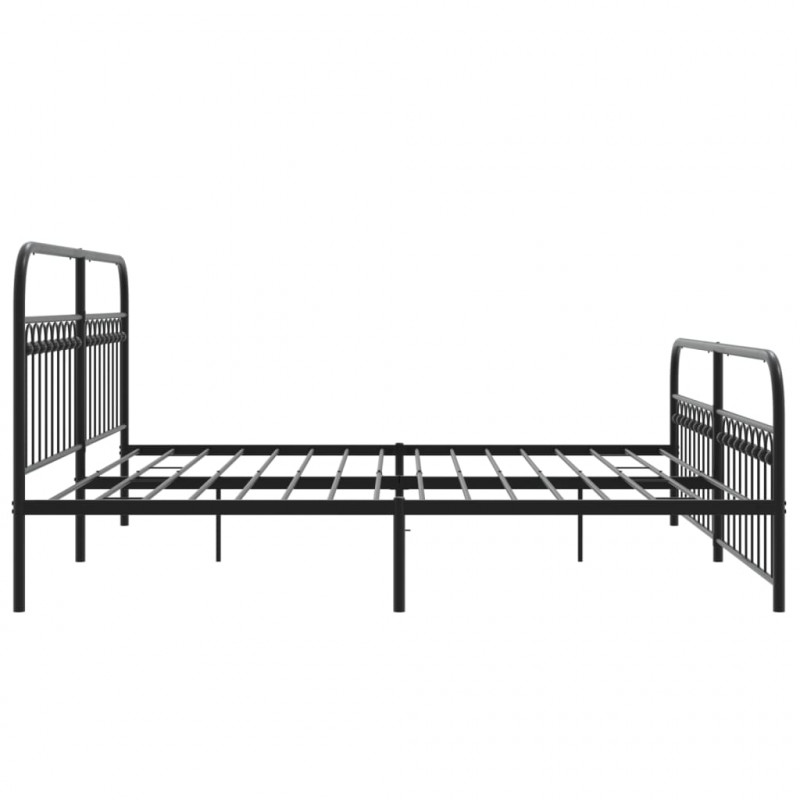 Metalowa rama łóżka z wezgłowiem i zanóżkiem, czarna, 200x200cm