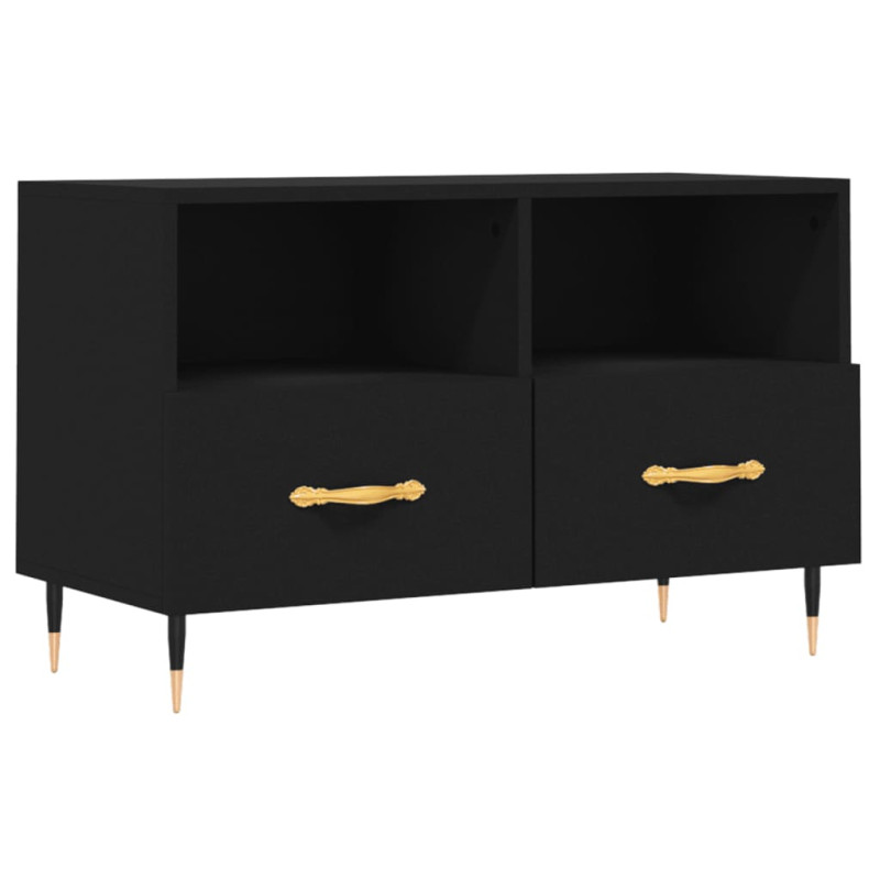 Szafka pod TV, czarna, 80x36x50 cm, materiał drewnopochodny