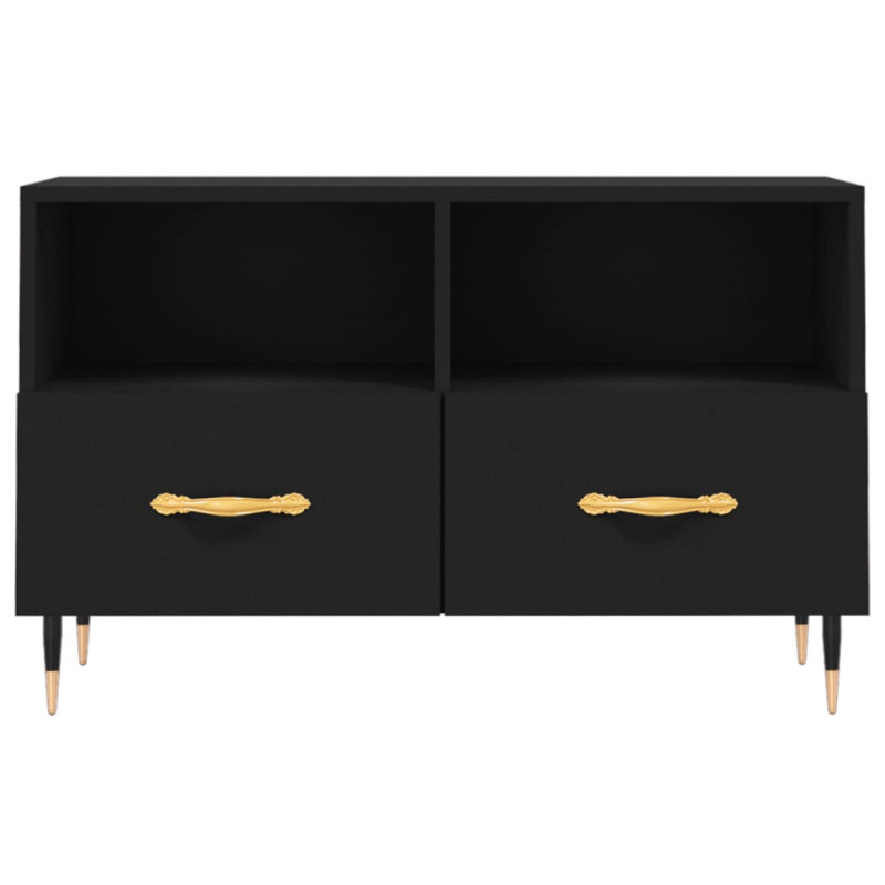 Szafka pod TV, czarna, 80x36x50 cm, materiał drewnopochodny