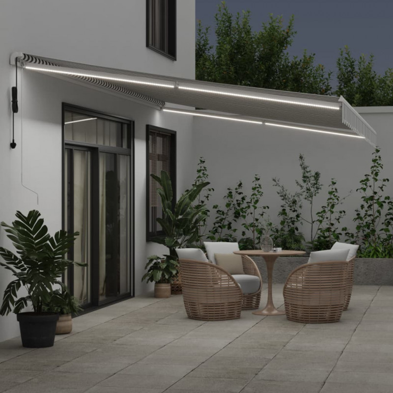 Automatyczna markiza z LED, antracytowo-biała, 600x300 cm