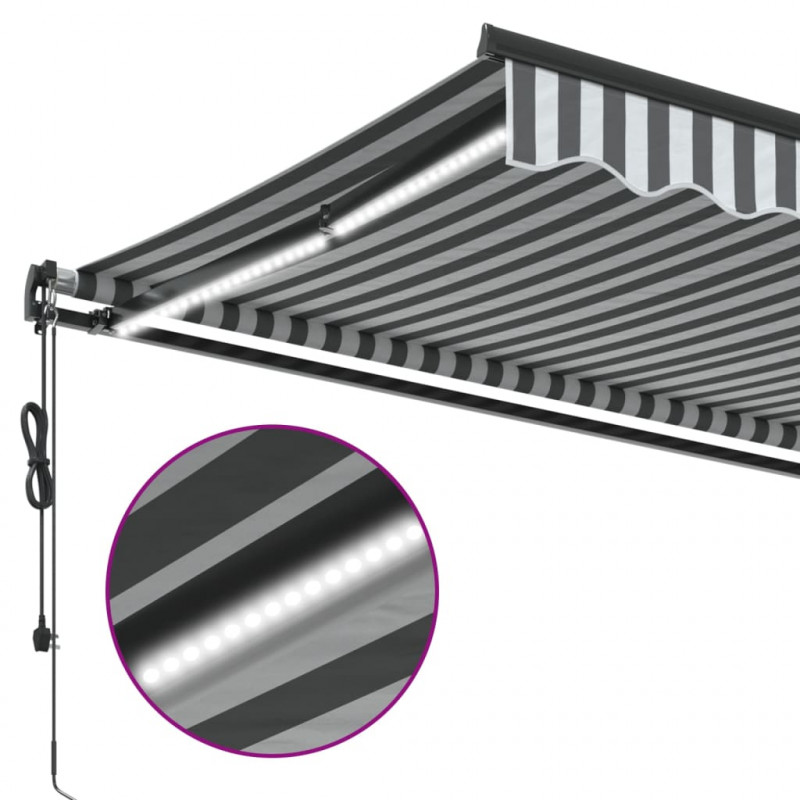 Automatyczna markiza z LED, antracytowo-biała, 450x350 cm