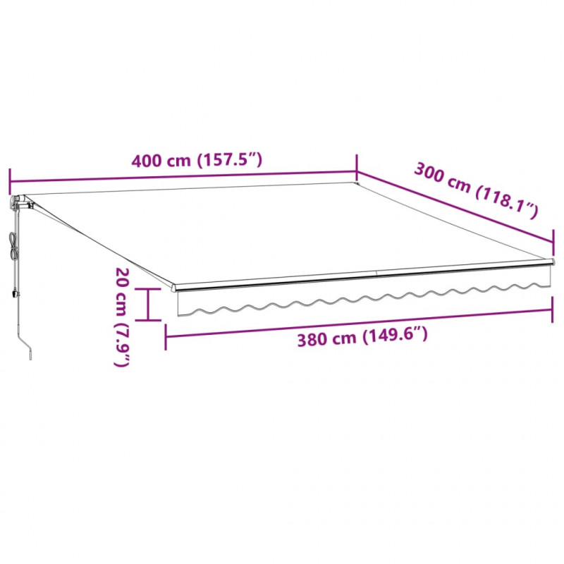 Automatycznie zwijana markiza, burgundowa, 400x300 cm