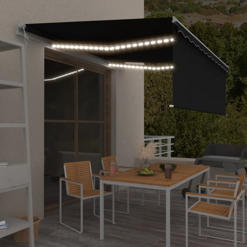 Automatyczna markiza z zasłoną, LED i czujnikiem wiatru, 4x3 m