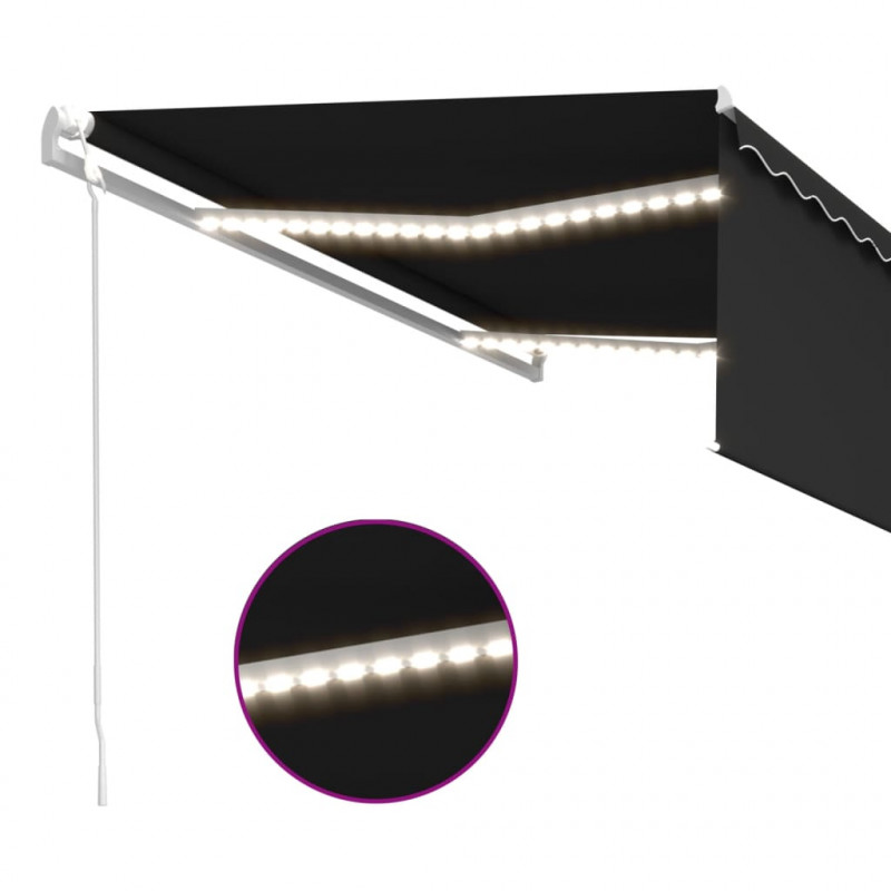 Automatyczna markiza z zasłoną, LED i czujnikiem wiatru, 4x3 m