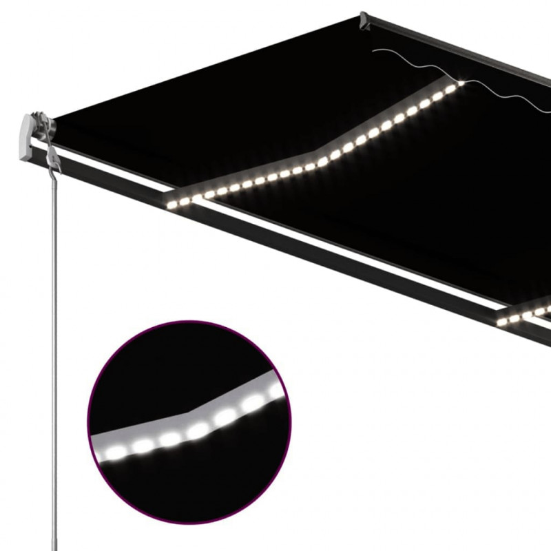 Automatycznie zwijana markiza, LED i czujnik wiatru, 4x3 m