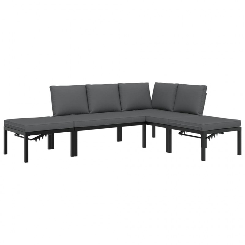 4-cz. zestaw mebli do ogrodu, z poduszkami, czarne aluminium