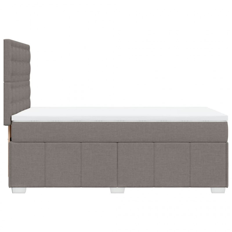 Łóżko kontynentalne z materacem, taupe, tkanina, 80x200 cm
