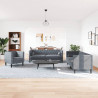 3-cz. wypoczynek Chesterfield z wałkami, ciemnoszary, aksamit