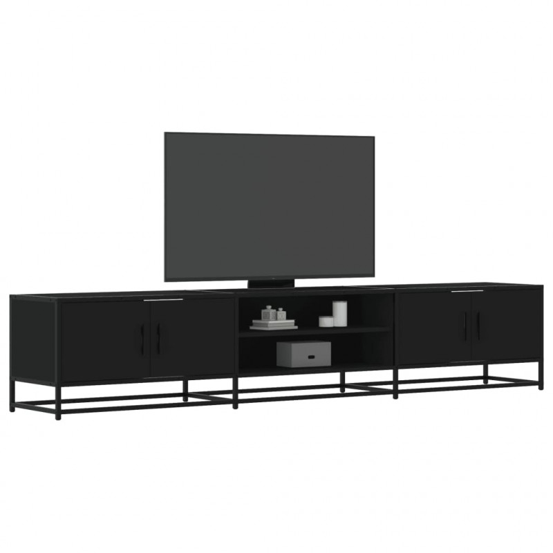 Szafka pod TV, czarna, 210x35x41 cm, materiał drewnopochodny