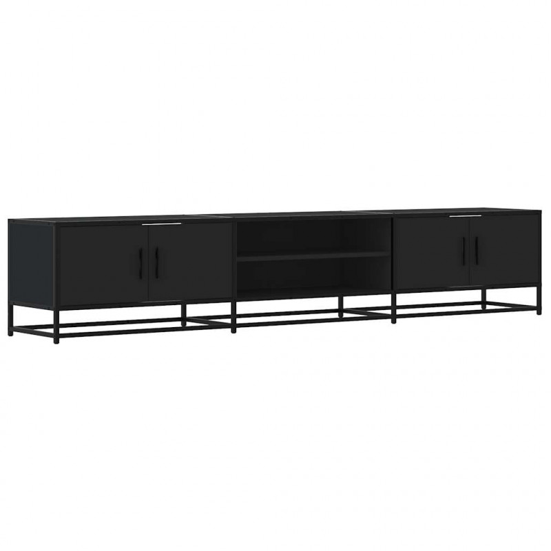 Szafka pod TV, czarna, 210x35x41 cm, materiał drewnopochodny