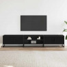 Szafka pod TV, czarna, 210x35x41 cm, materiał drewnopochodny