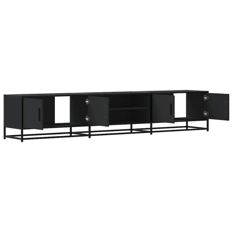 Szafka pod TV, czarna, 210x35x41 cm, materiał drewnopochodny