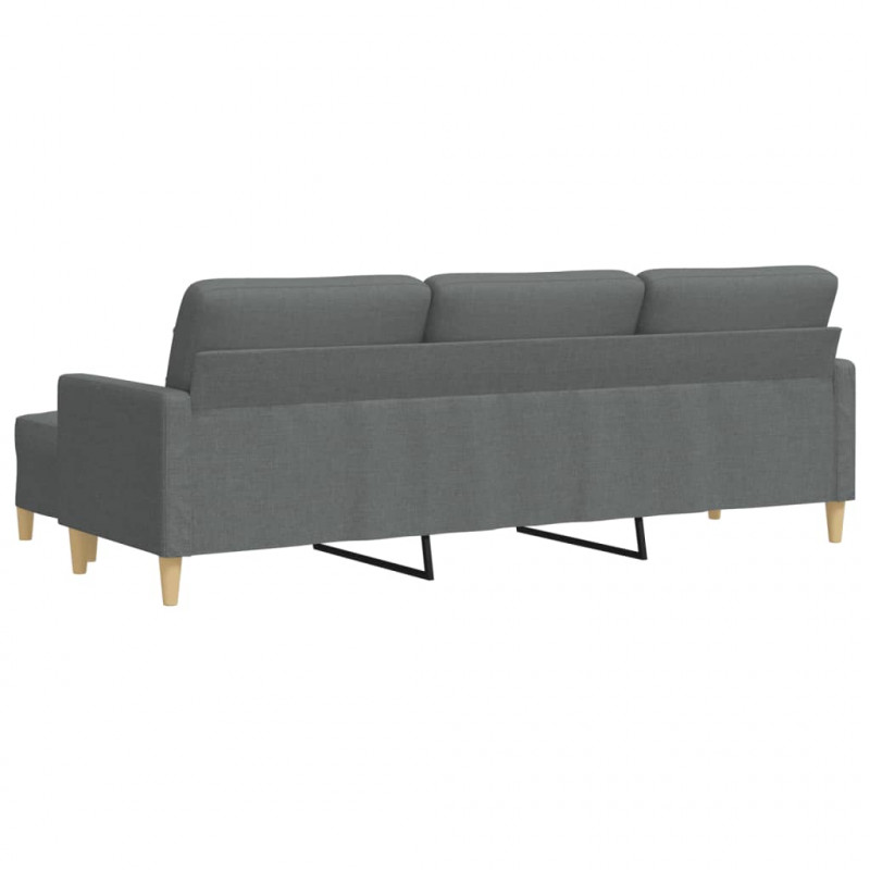 3-osobowa sofa z podnóżkiem, ciemnoszara, 210 cm, tkaniną