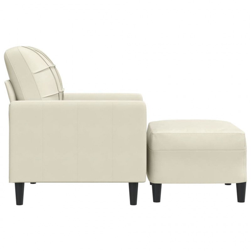 Fotel z podnóżkiem, kremowy, 60 cm, obity aksamit