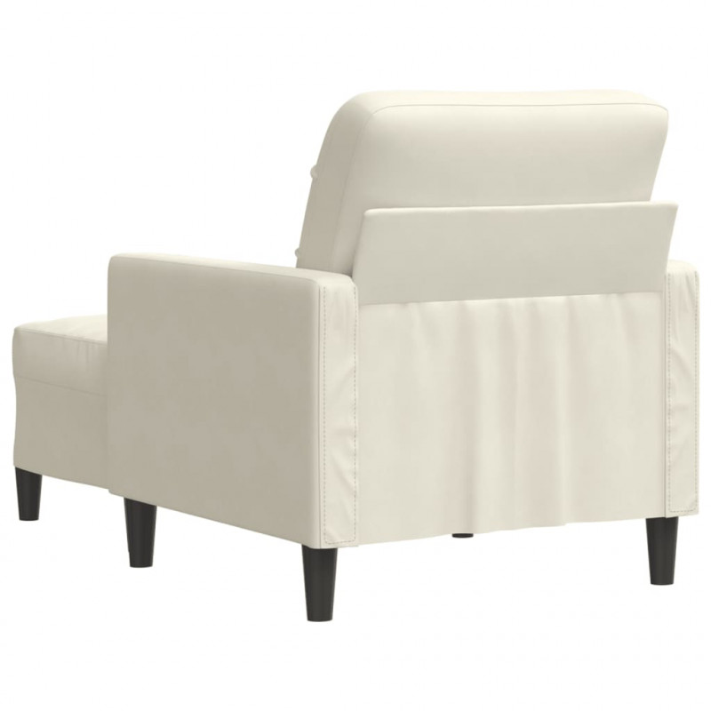 Fotel z podnóżkiem, kremowy, 60 cm, obity aksamit