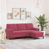 3-osobowa sofa z podnóżkiem winna czerwień 180 cm, aksamit