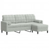 3-osobowa sofa z podnóżkiem, jasnoszara, 180 cm, aksamit