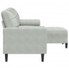 3-osobowa sofa z podnóżkiem, jasnoszara, 180 cm, aksamit