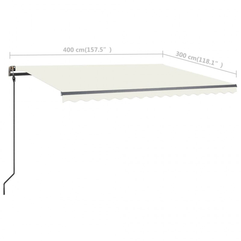 Ręcznie zwijana markiza z LED, 4x3 m, kremowa