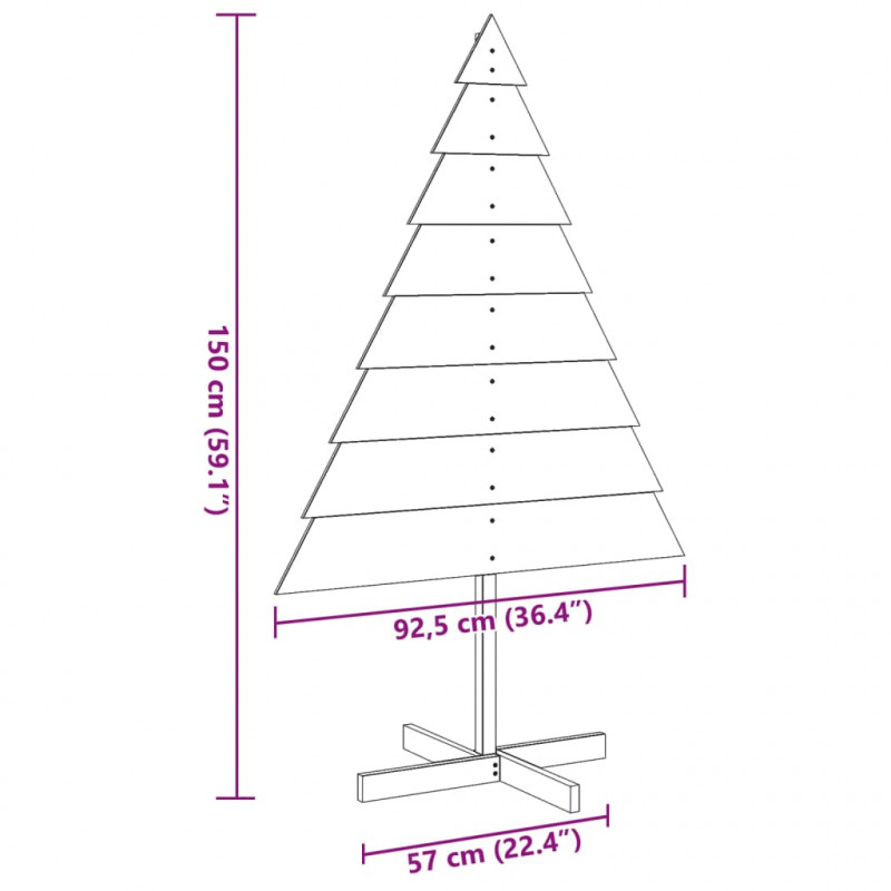 Drewniana choinka do udekorowania, 150 cm, lite drewno sosnowe