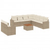 10-cz. zestaw mebli ogrodowych z poduszkami, beżowy, polirattan