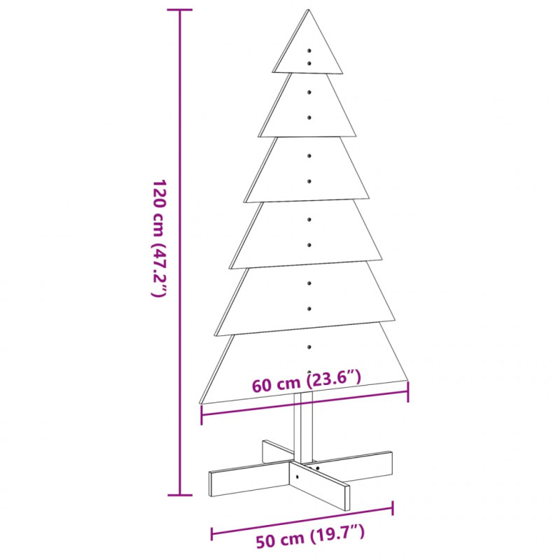 Drewniana choinka do udekorowania, 120 cm, lite drewno sosnowe