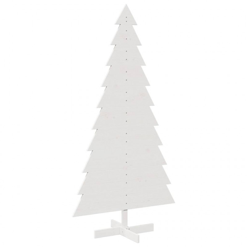 Drewniana choinka do udekorowania, biała, 180 cm, sosnowa