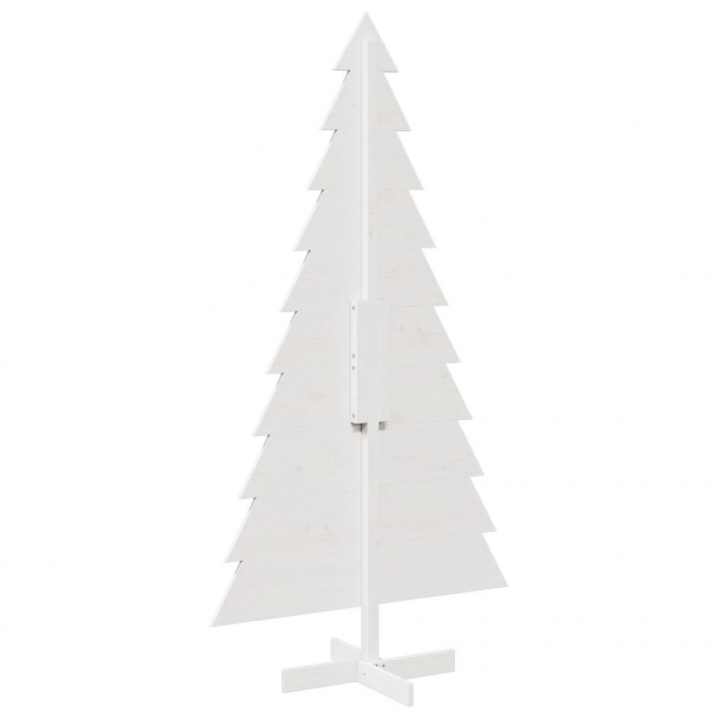 Drewniana choinka do udekorowania, biała, 180 cm, sosnowa
