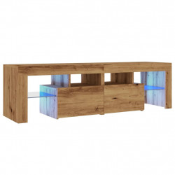 Szafka pod TV z oświetleniem LED, dąb artisan, 140x36,5x40 cm