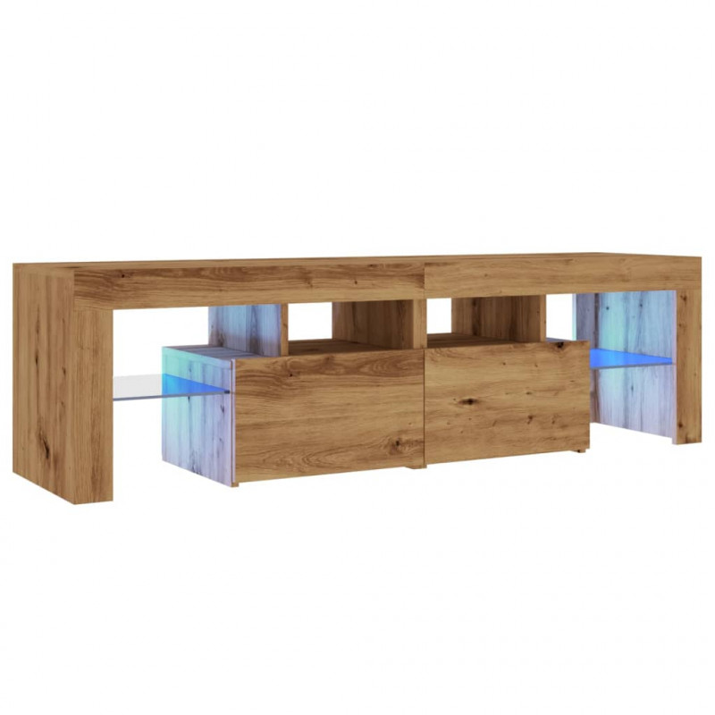 Szafka pod TV z oświetleniem LED, dąb artisan, 140x36,5x40 cm