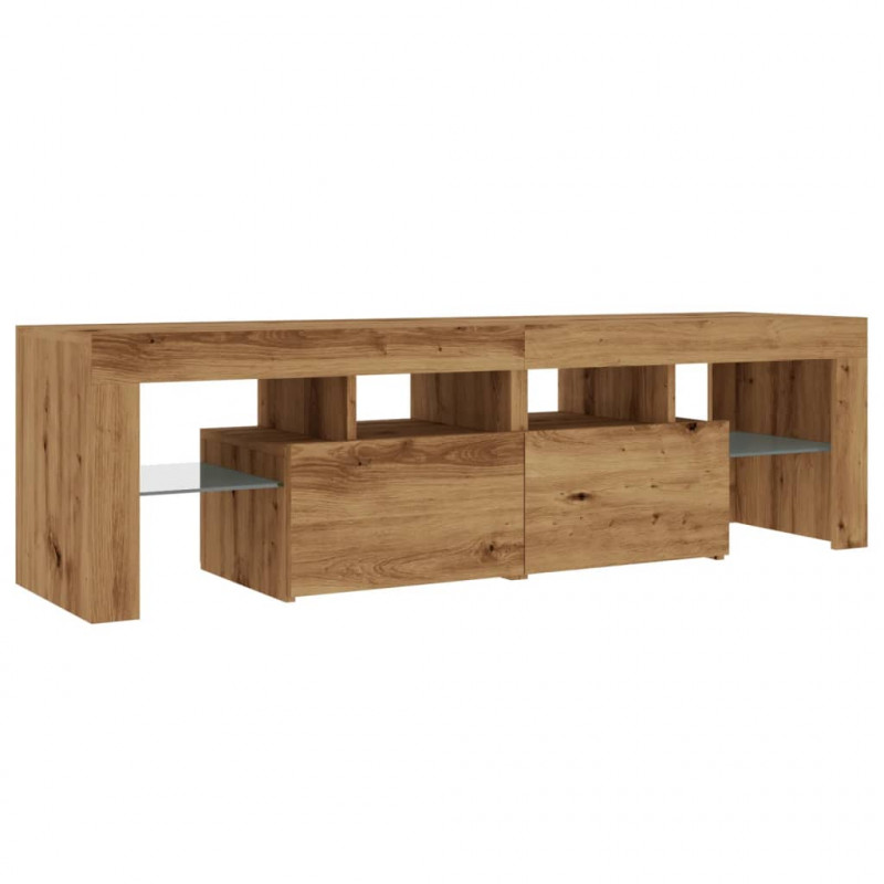 Szafka pod TV z oświetleniem LED, dąb artisan, 140x36,5x40 cm