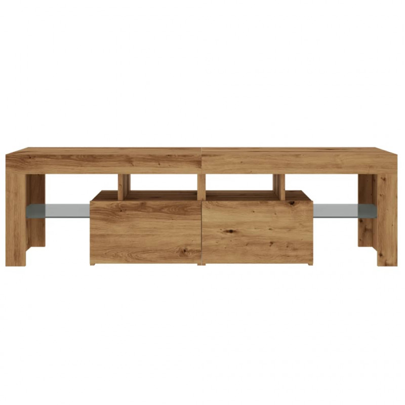 Szafka pod TV z oświetleniem LED, dąb artisan, 140x36,5x40 cm