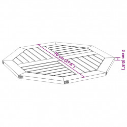 Blat do stolika, 70x70x2 cm, ośmiokątny, lite drewno akacjowe