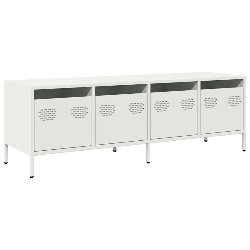 Szafka RTV, biała, 135x39x43,5 cm, stal walcowana na zimno